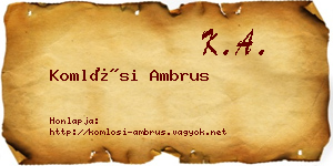 Komlósi Ambrus névjegykártya