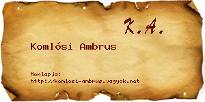 Komlósi Ambrus névjegykártya